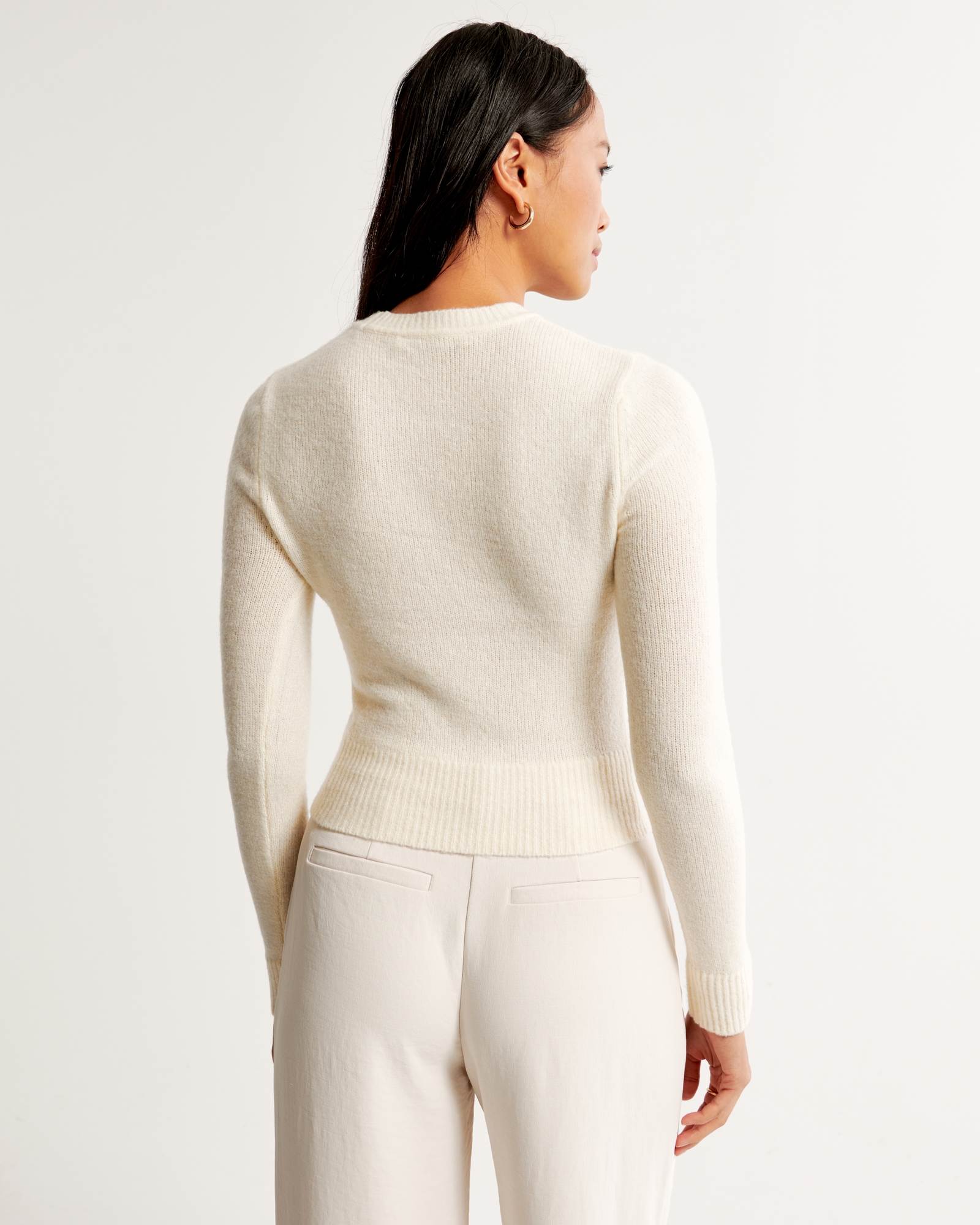 Women's Easy Textured Crew Sweater, Women's Clearance