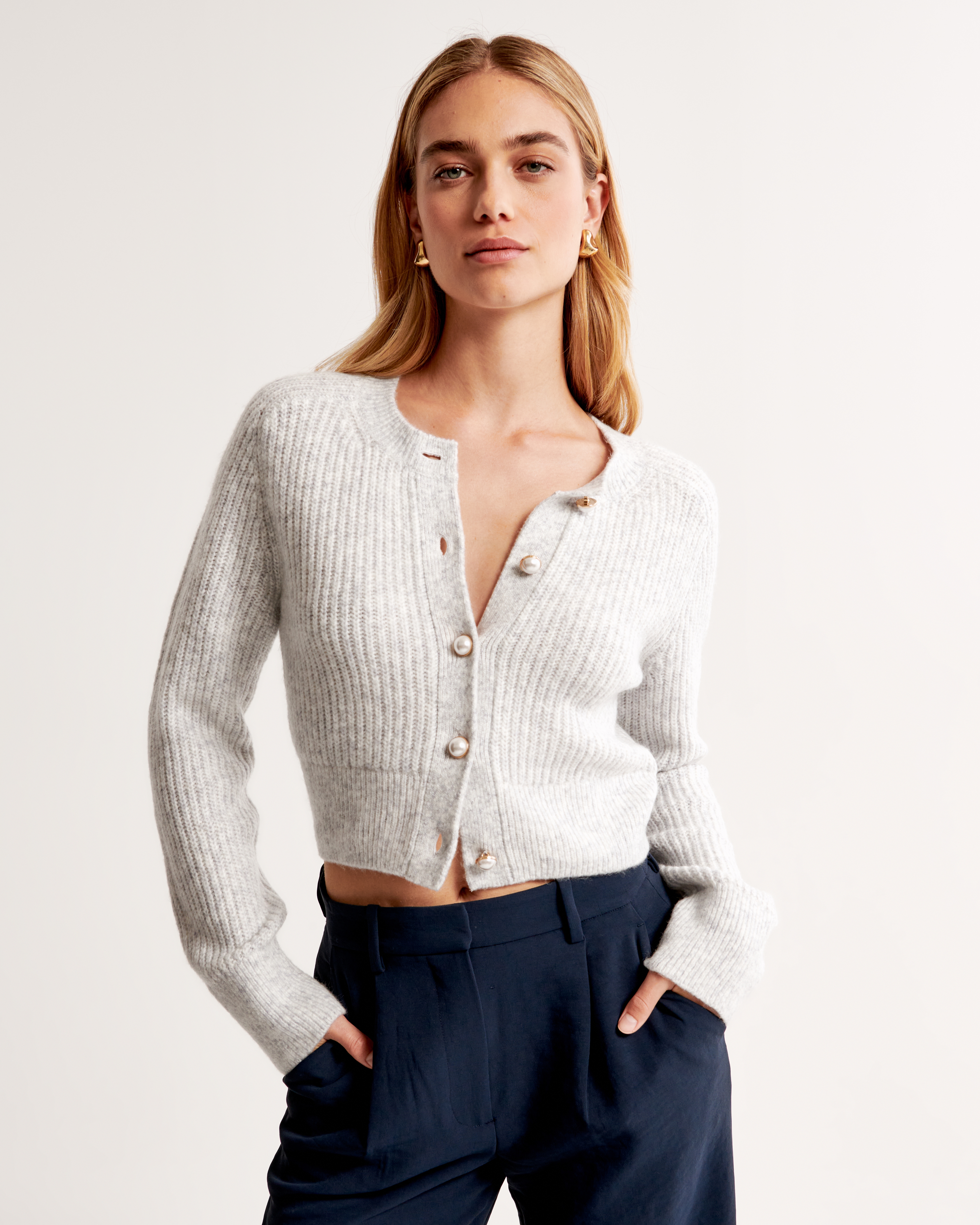 Pearl button 2025 cardigan sweater