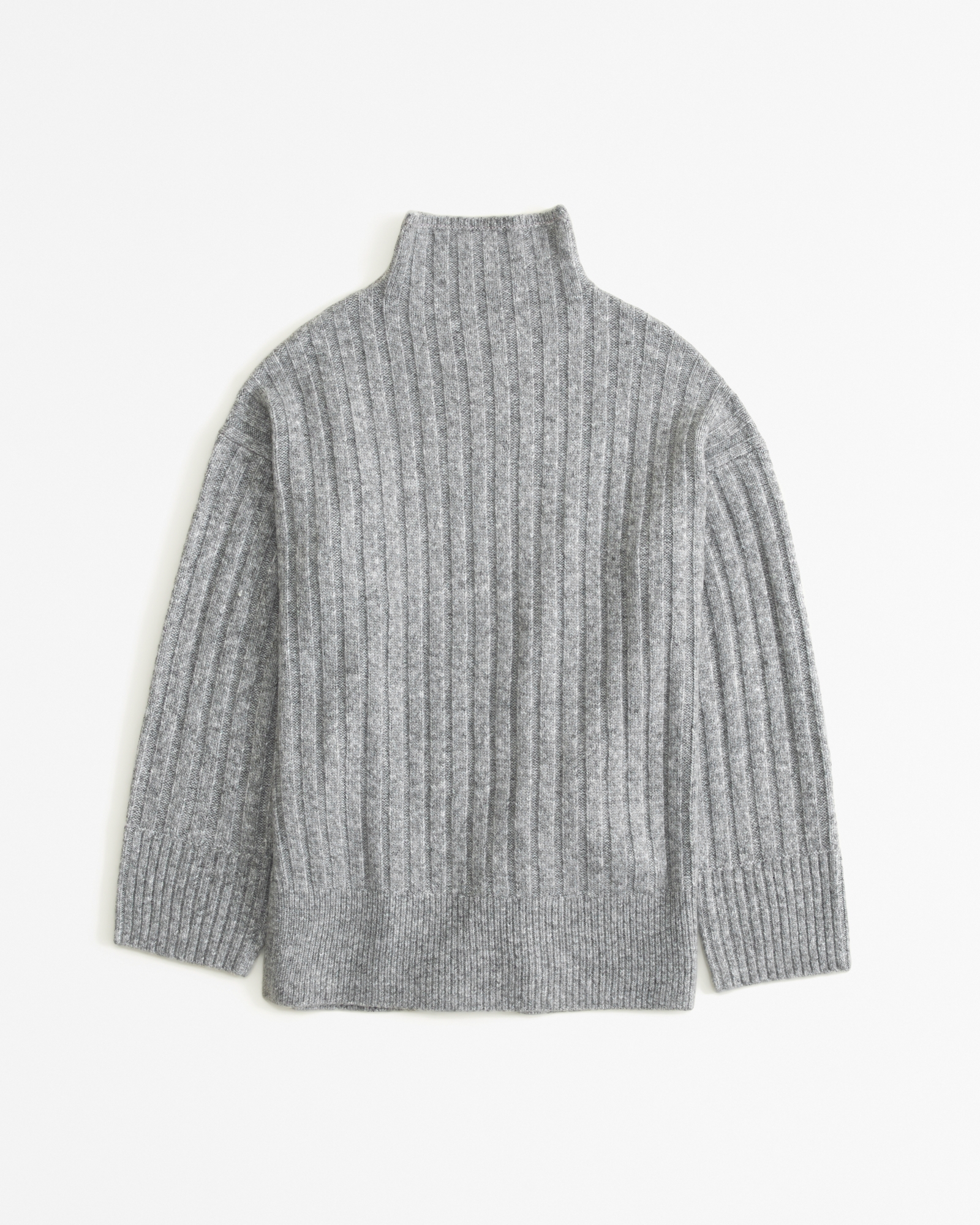 Tall Whipstitch Funnel Neck Rib Knitted Sweater