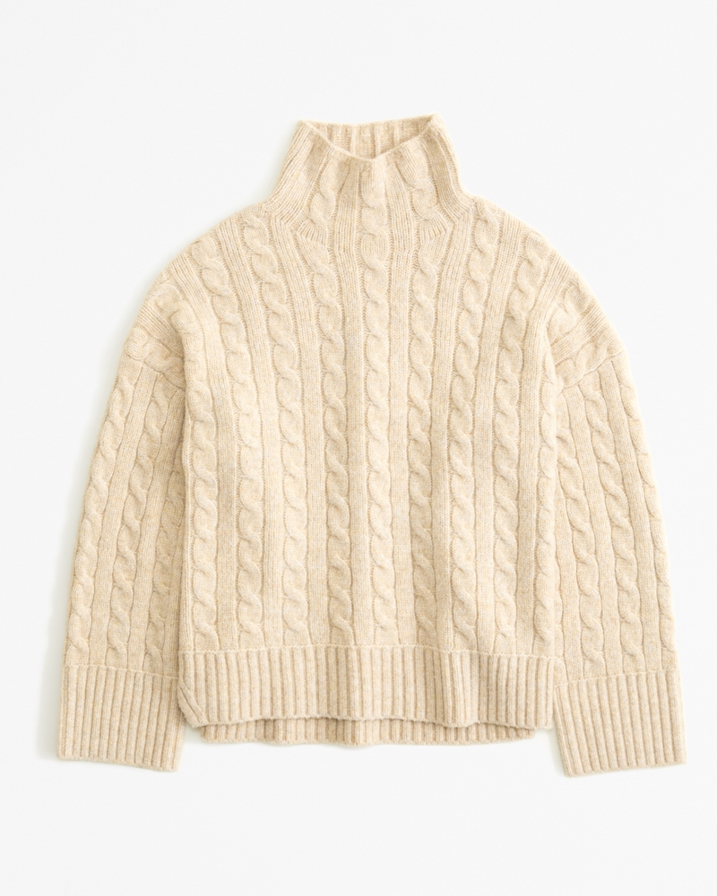 sweater, turtleneck sweater, oversized, cable knit, mom jeans