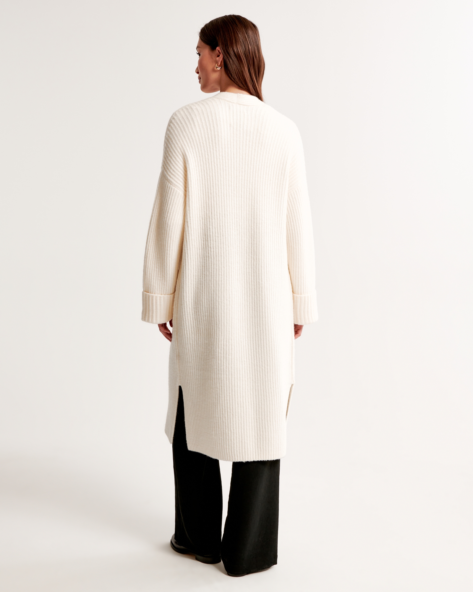 Smooth Cotton Rib Sweater Duster