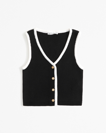 Women's button up sweater vest top