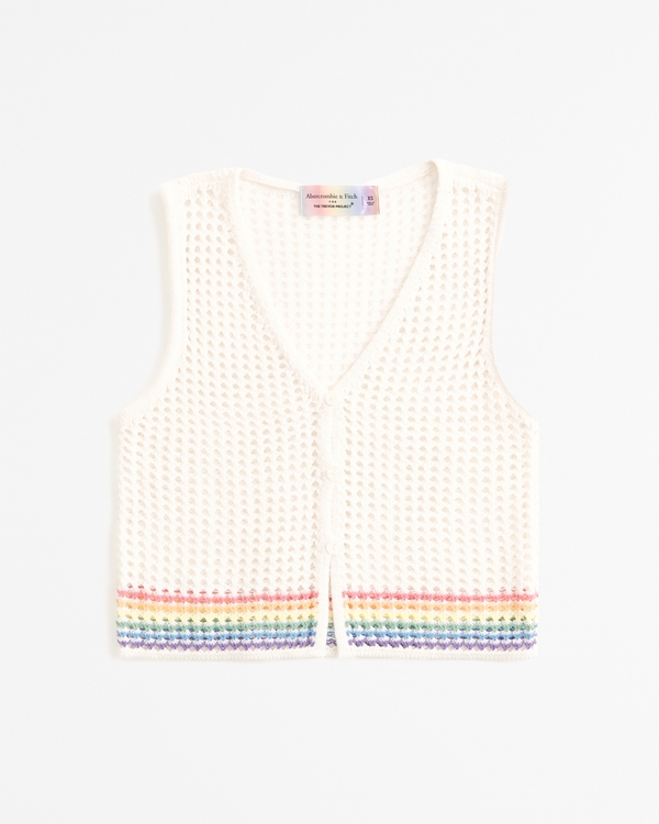 Pride Crochet-Style Sweater Vest, Cream