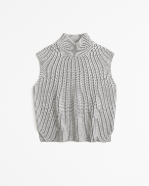 Sleeveless Turtleneck Sweater, Grey
