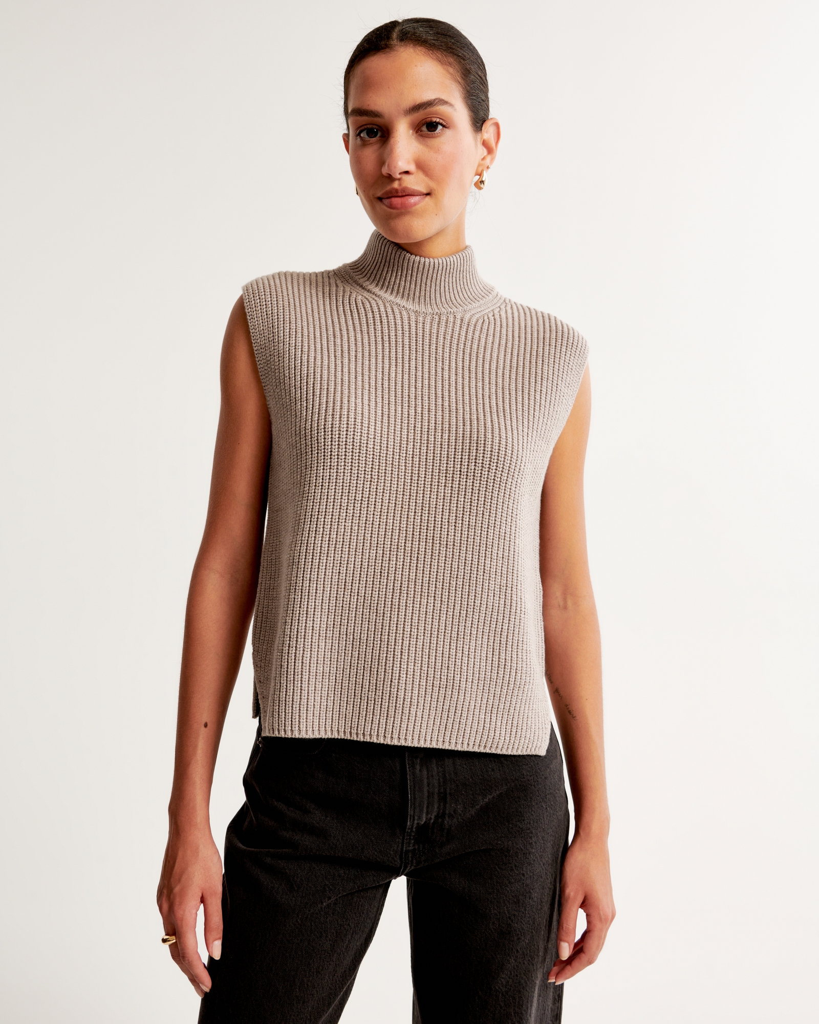 Women's Sleeveless Turtleneck Sweater, Women's Tops