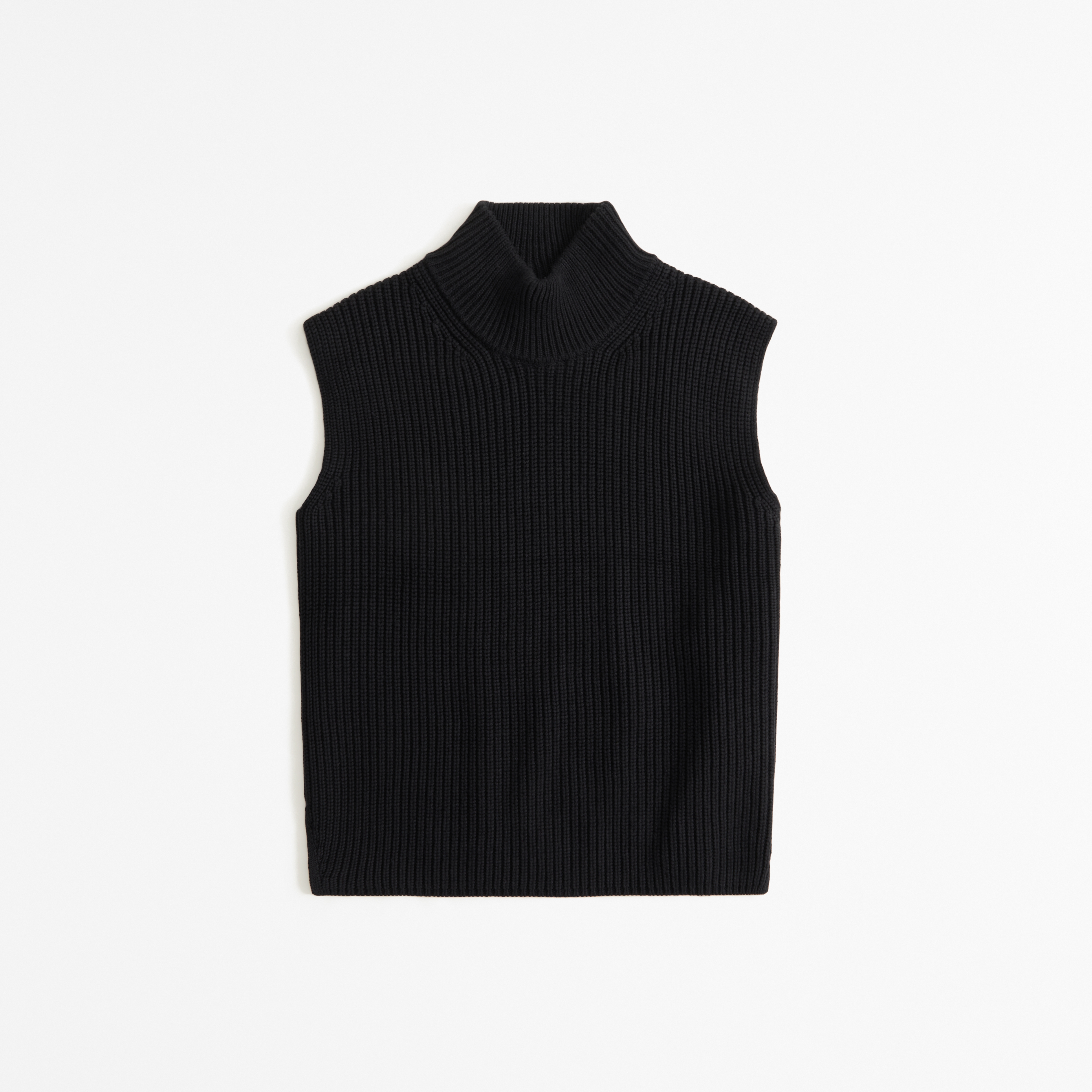 black sleeveless turtleneck