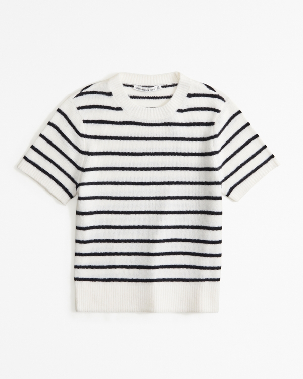 Crew Sweater Tee, White Stripe