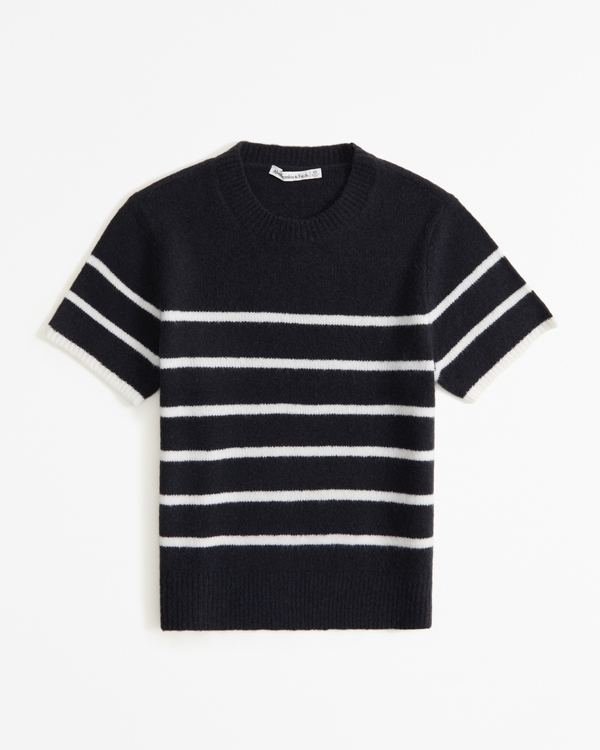 Crew Sweater Tee, Black Stripe