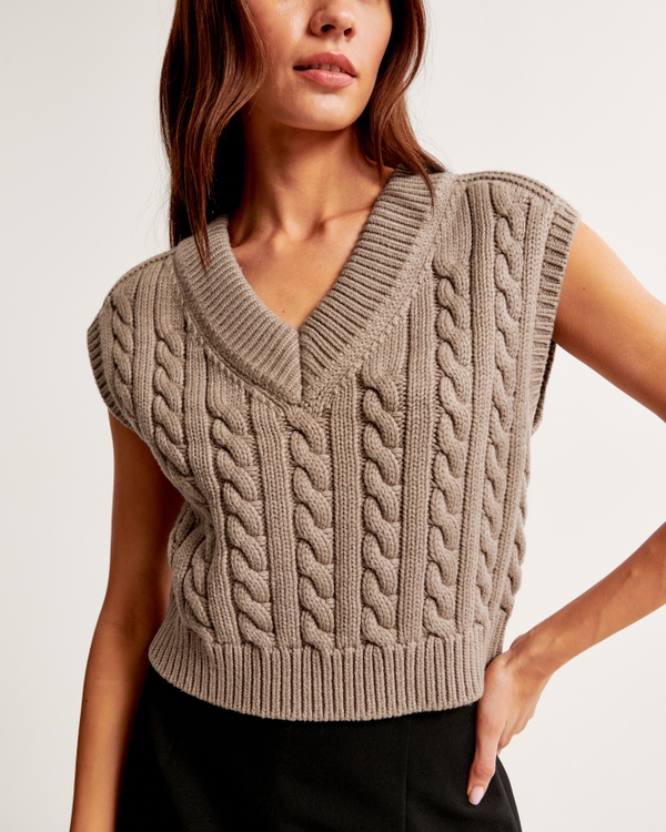 Women's The A&F Mara Button-Up Sweater Vest, Women's Tops