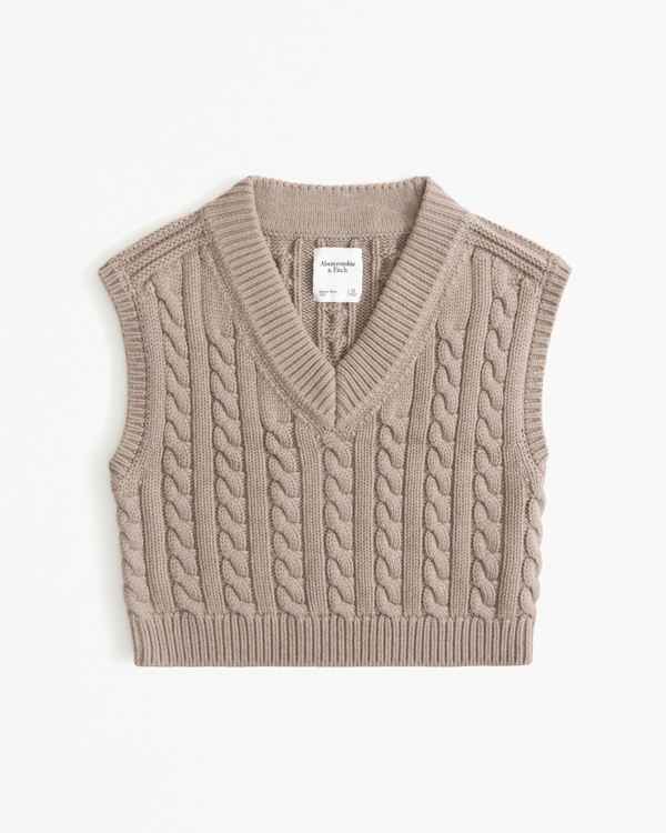 Womens Cable V-Neck Sweater Vest | Womens Clearance | Abercrombie.com