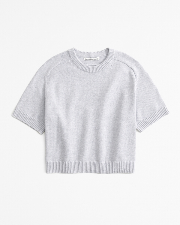 The A&F Madeline Crew Sweater Tee, Light Gray