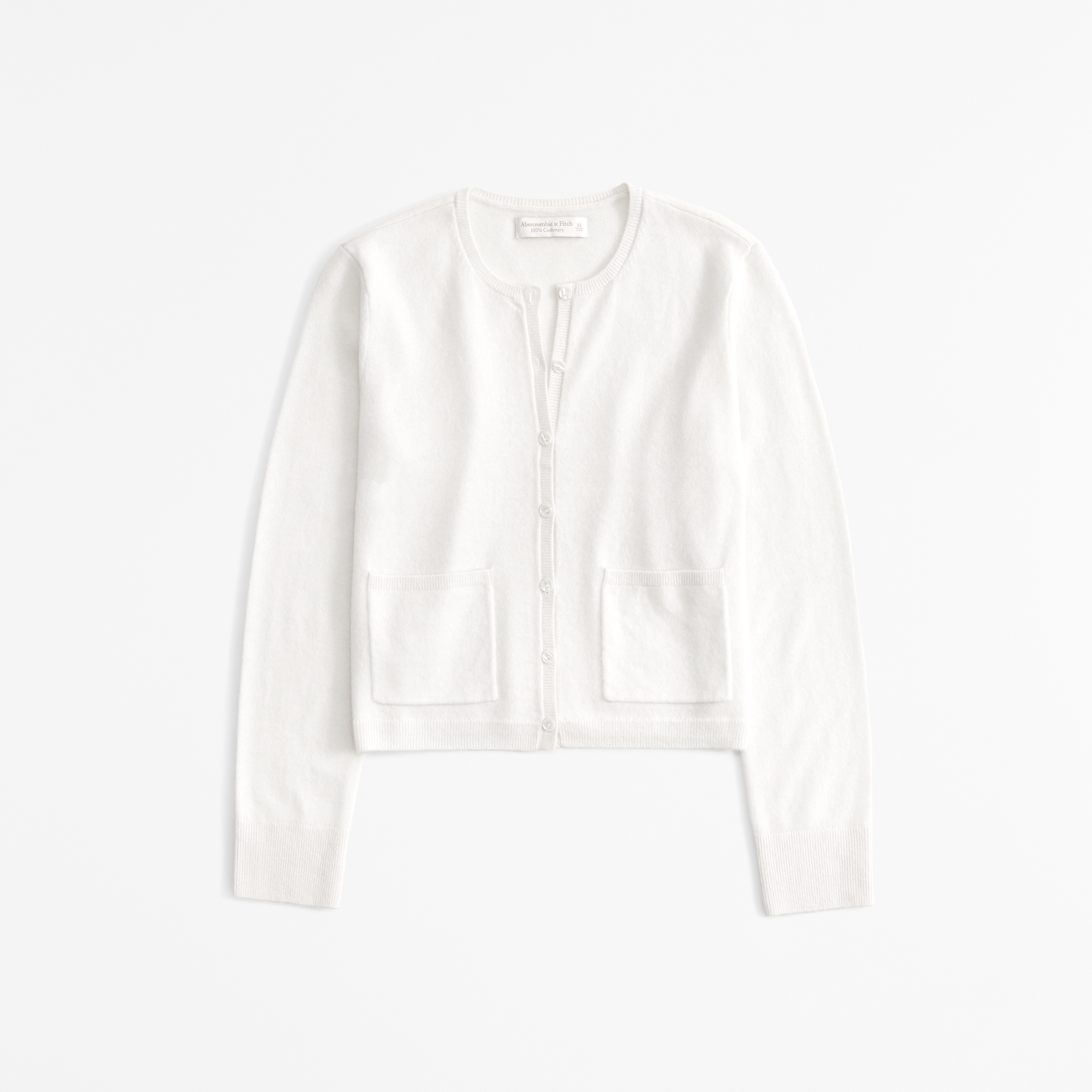 Abercrombie & Fitch Cashmere Crew Cardigan In White