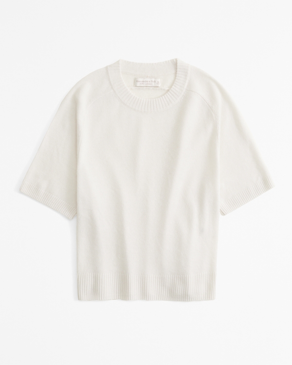 Cashmere Crew Tee, Cream view 1