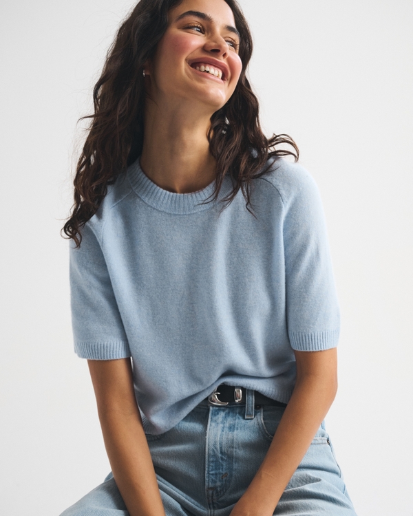 Cashmere Crew Tee, Blue view 1