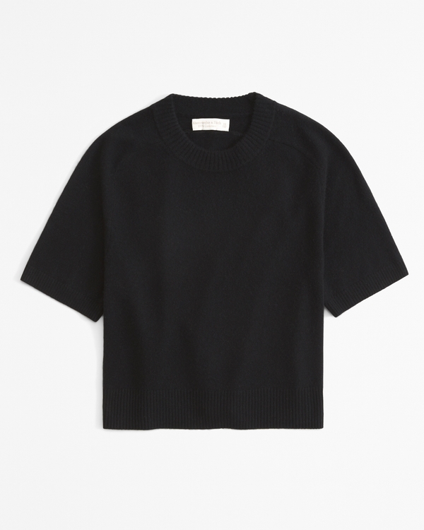 Cashmere Crew Tee, Black view 1