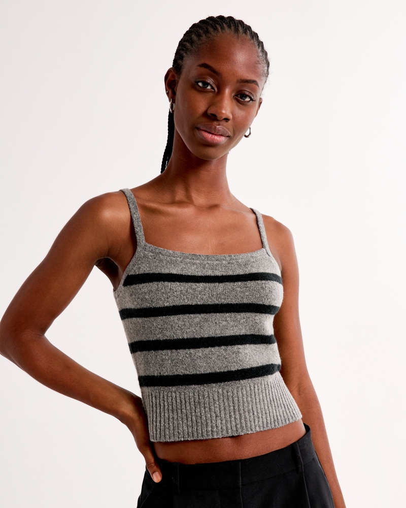 Striped Tank & Crew Cardigan Set