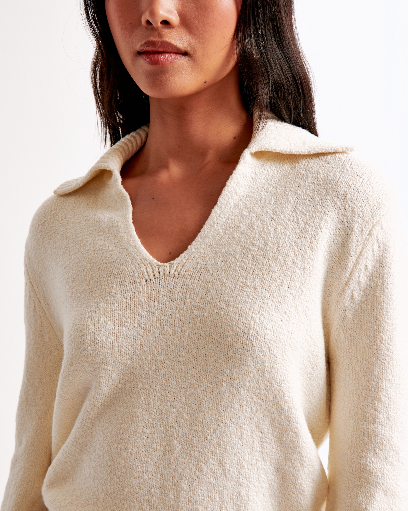 Textural Notch-Neck Sweater