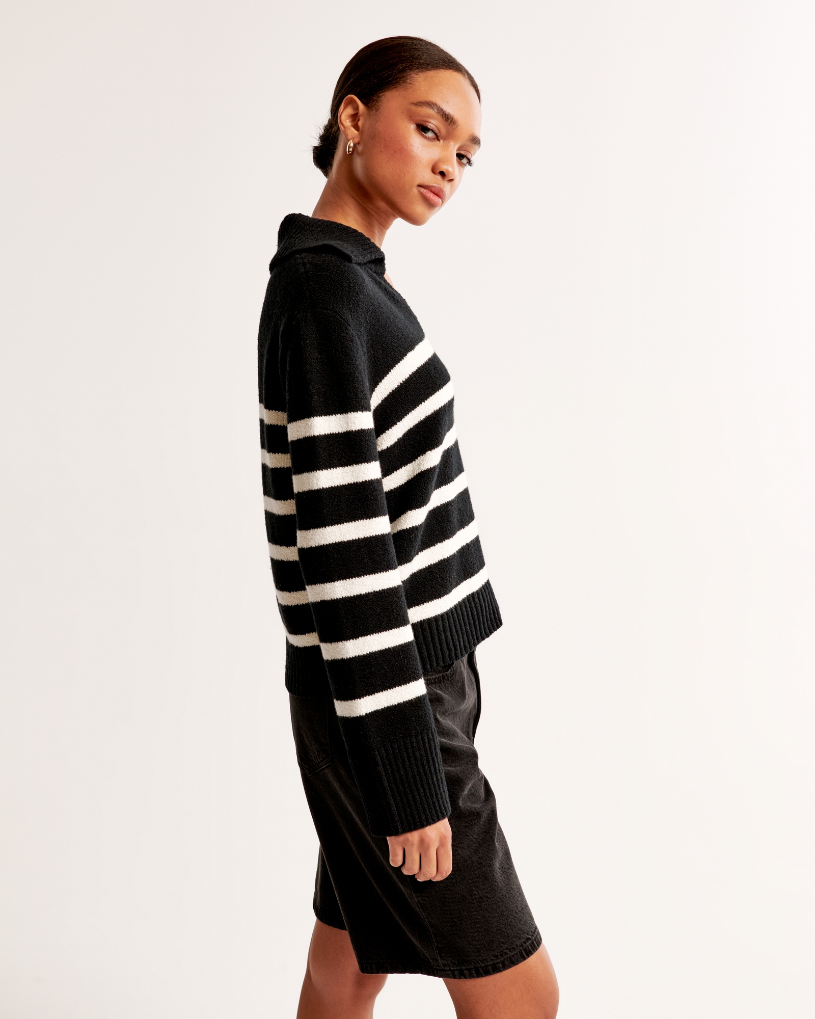 Textural Notch-Neck Sweater