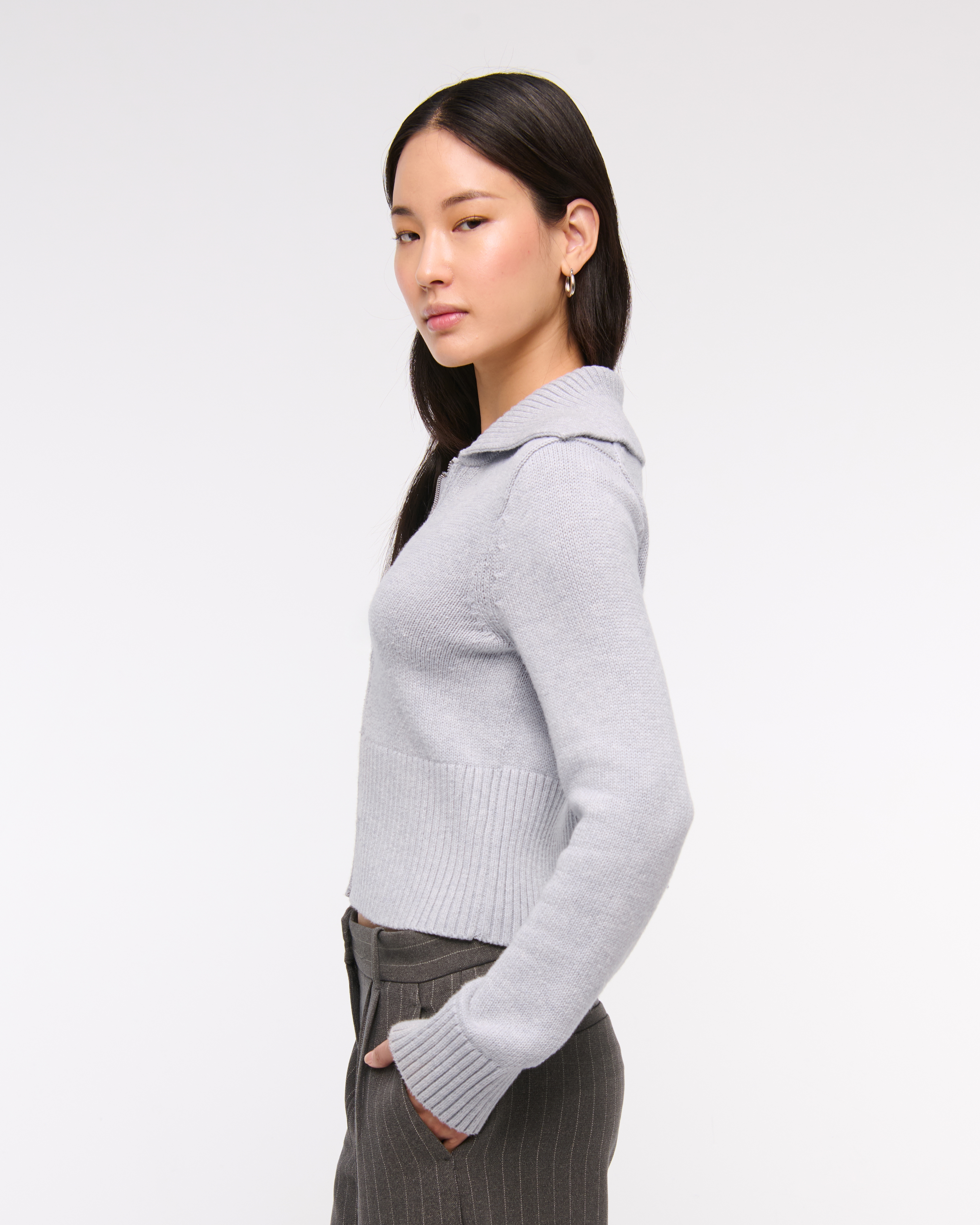 Grey zip up cardigan online