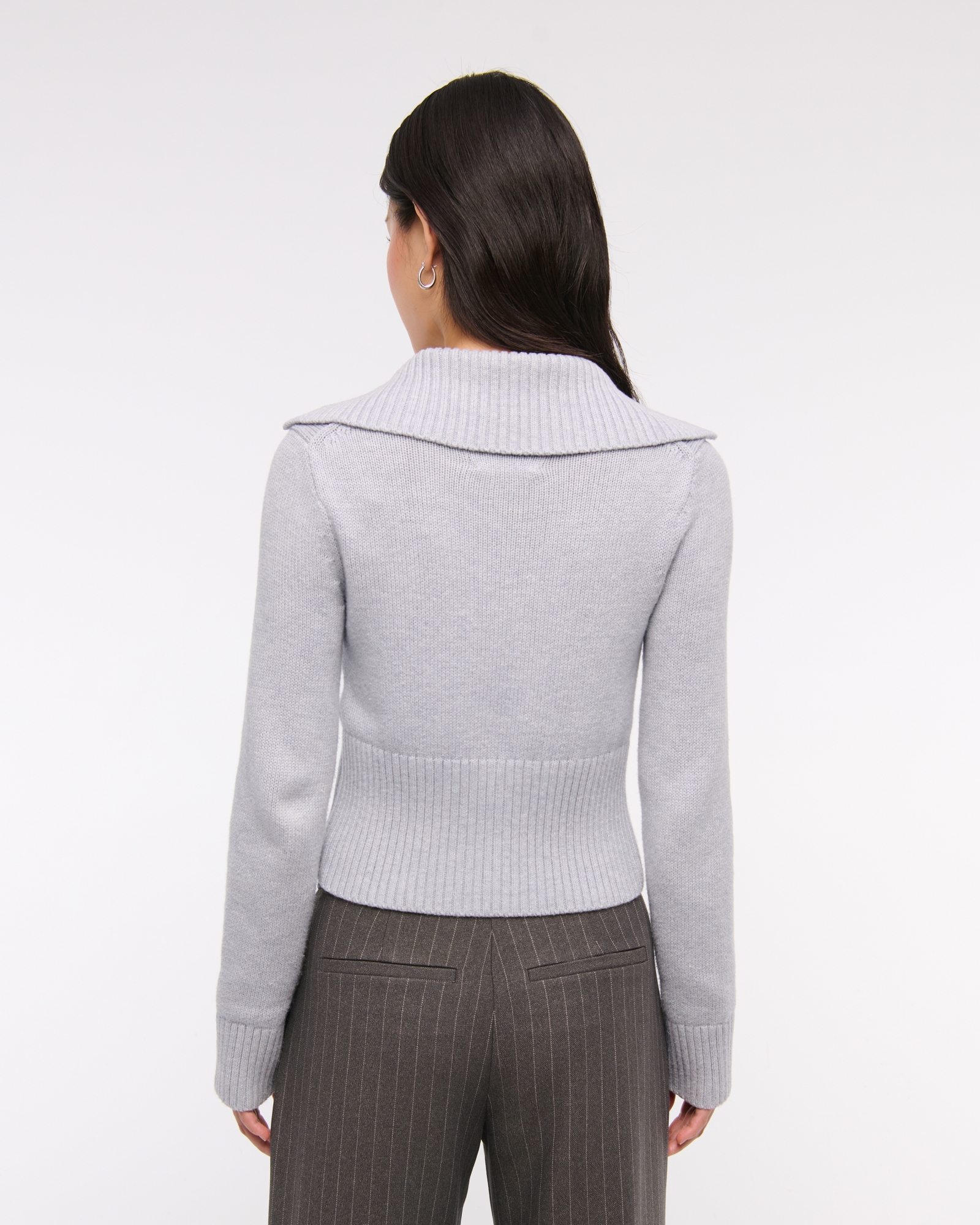 Zip-Up Collared Cardigan