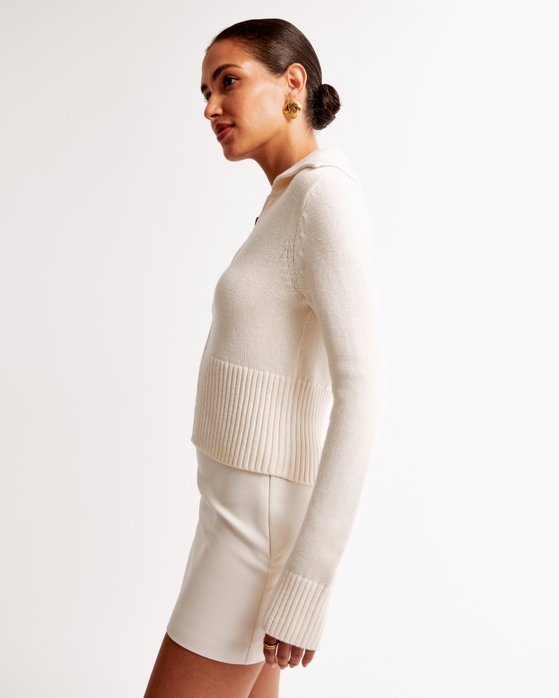 Zip-Up Collared Cardigan