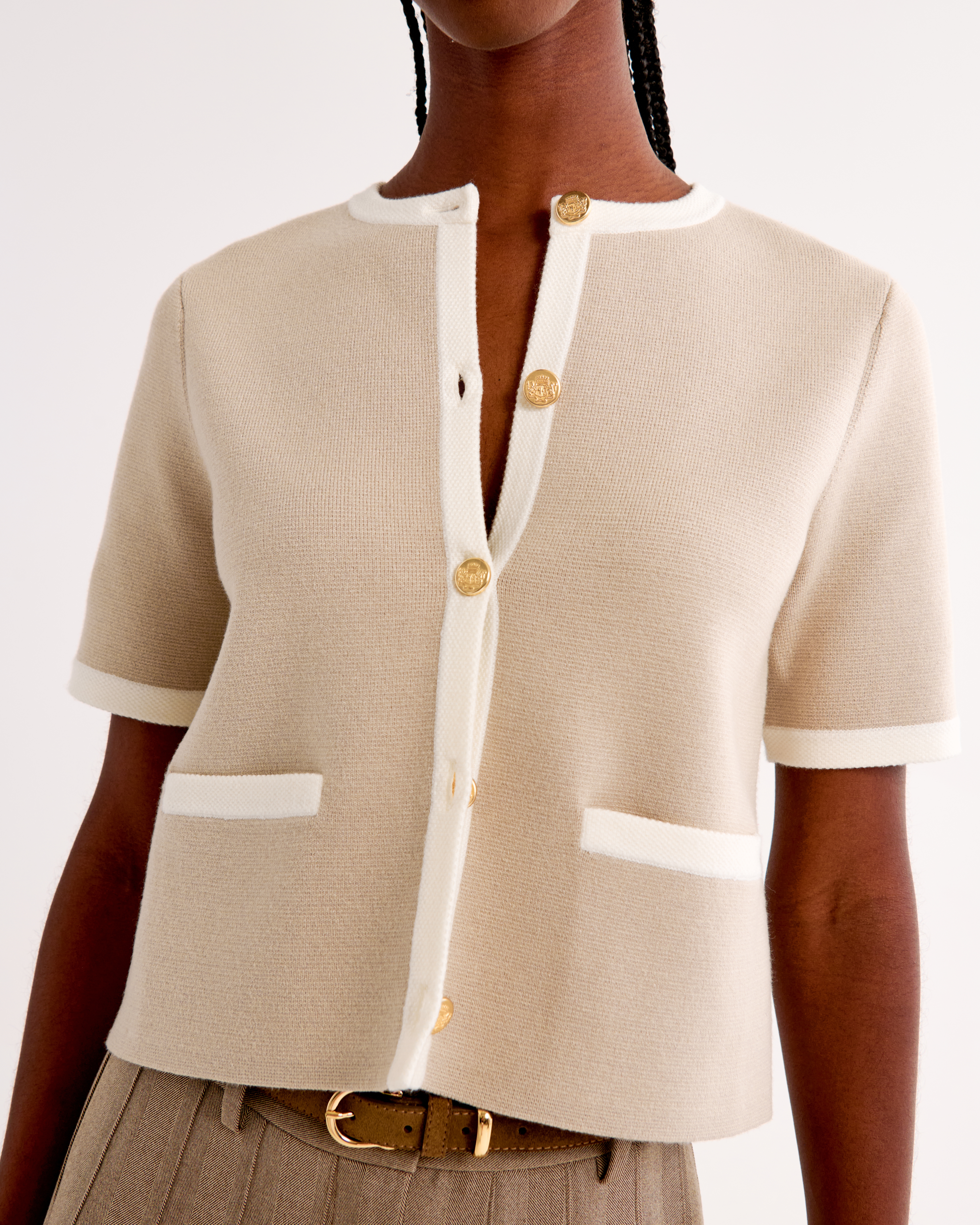 Cream short cardigan women's best sale