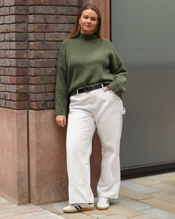 Easy Funnel Neck Sweater, Green