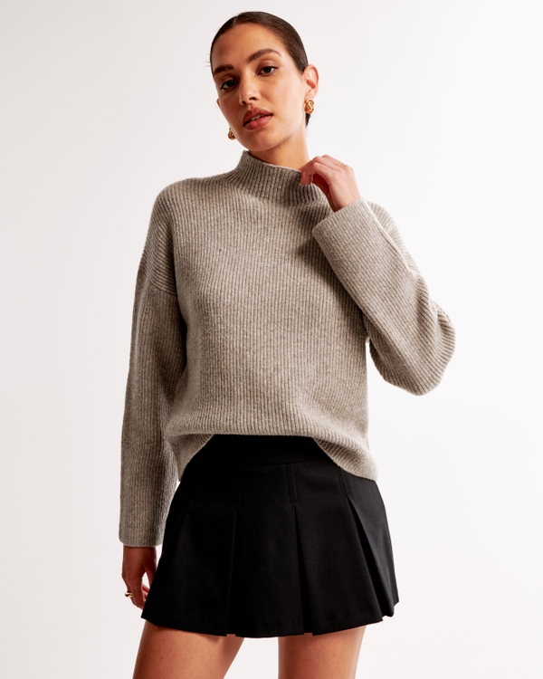 Easy Funnel Neck Sweater, Brown