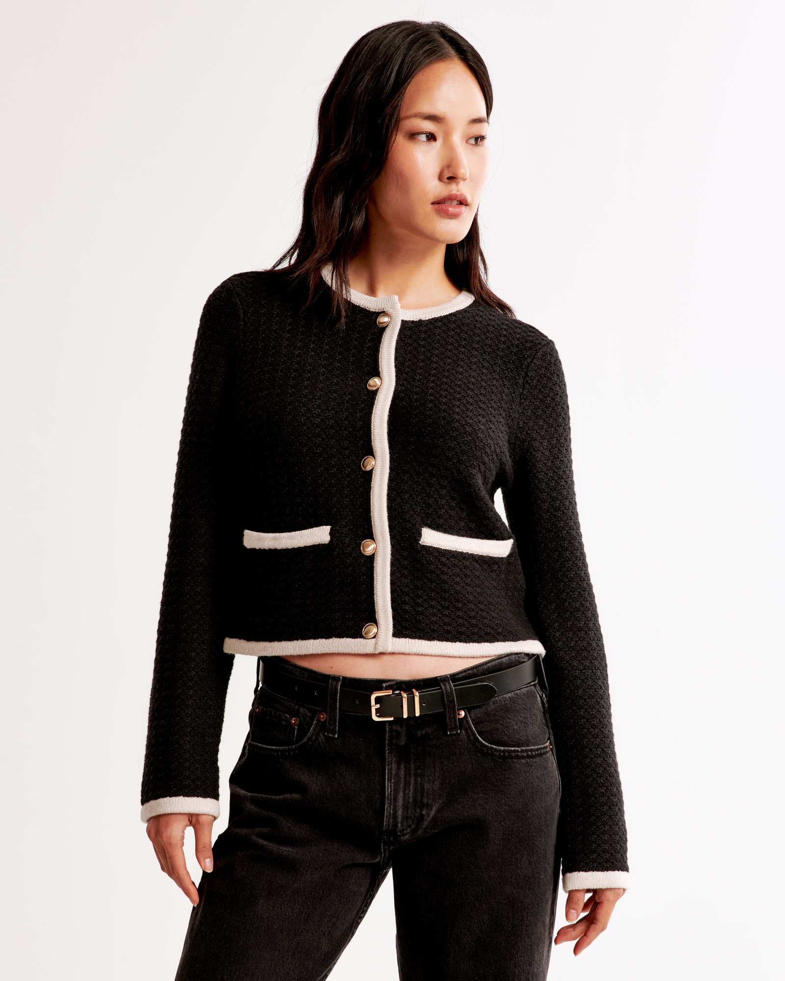 Textural Crew Sweater Jacket