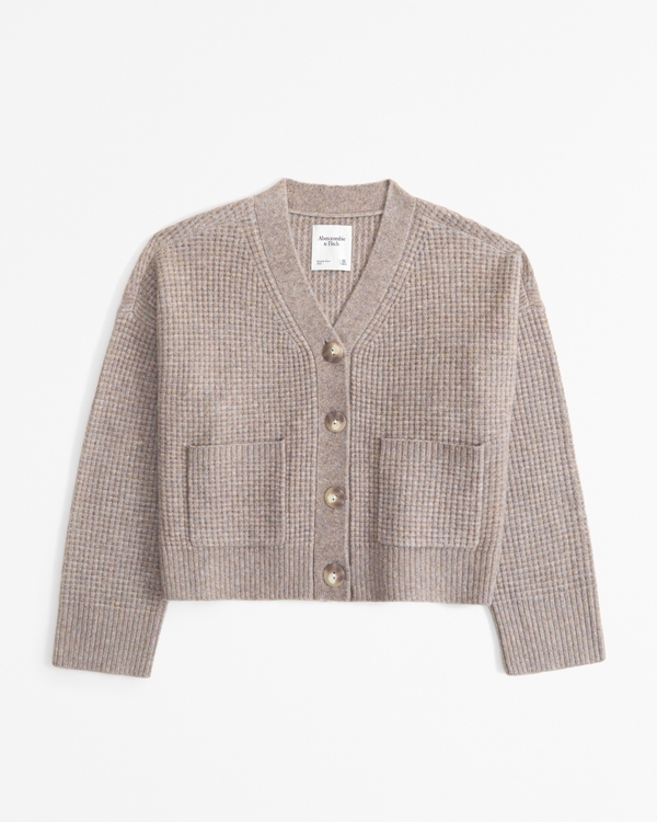 Waffle Cardigan, Taupe