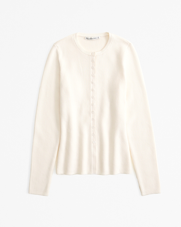 【imperf.】Long Sleeve Rib Cardigan Enza Costa Silk Rib Fitted Long Sleeve Cardigan in Black | REVOLVE