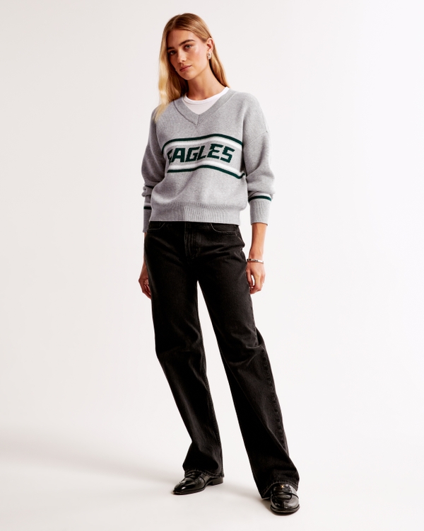 Philadelphia Eagles LuxeLoft V-Neck Sweater, Gray