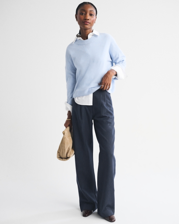 Cashmere Crew Sweater, Blue view 2