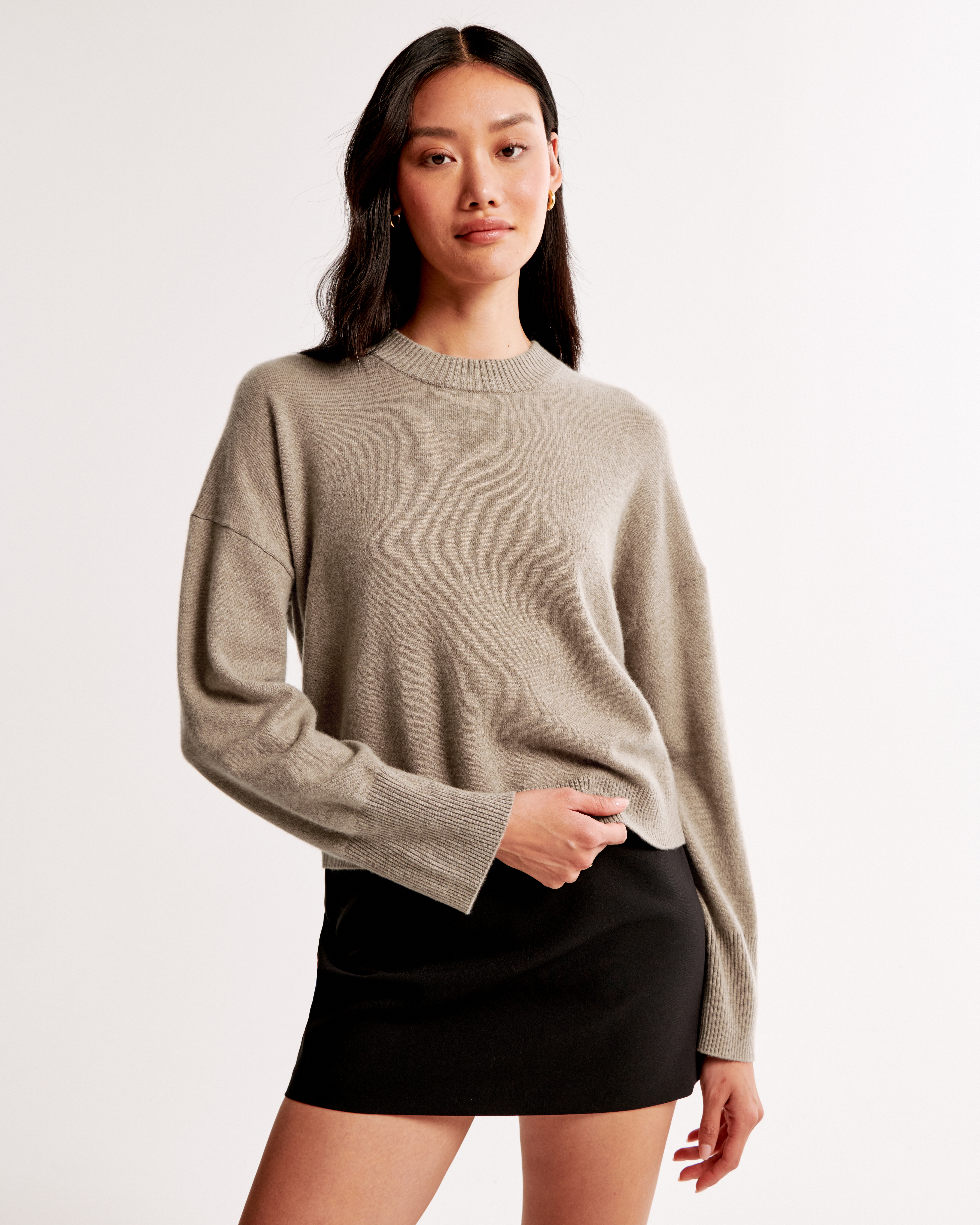 Abercrombie & Fitch Cashmere Crew Sweater In Brown