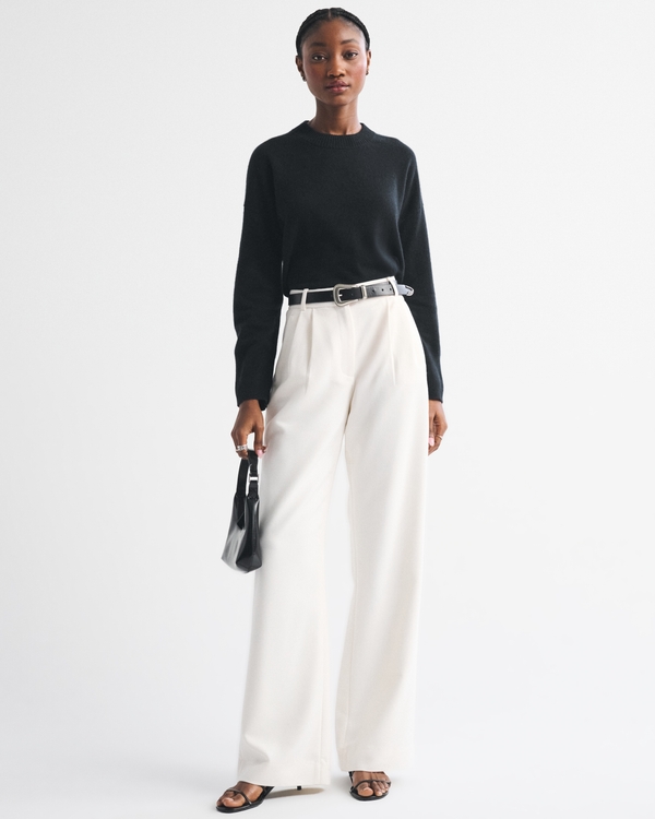 Cashmere Crew Sweater, Black view 2