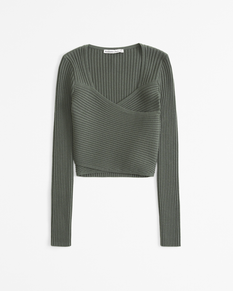 Fitted wrap sweater hotsell