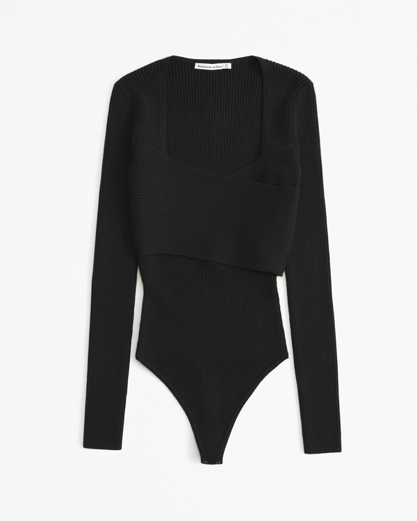 LuxeLoft Wrap Bodysuit, Black