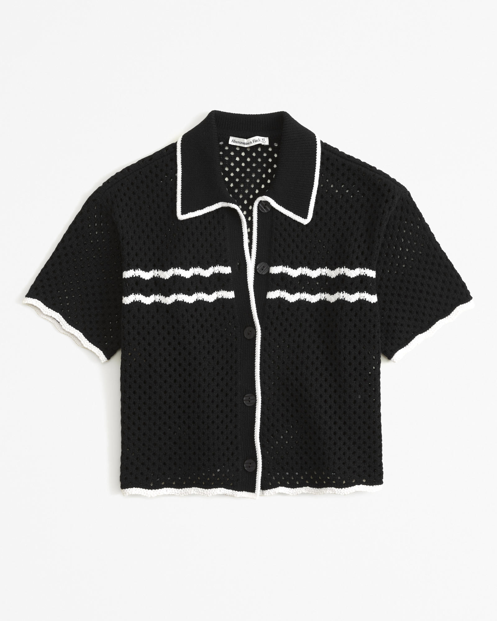 Crochet-Style Button-Up Polo