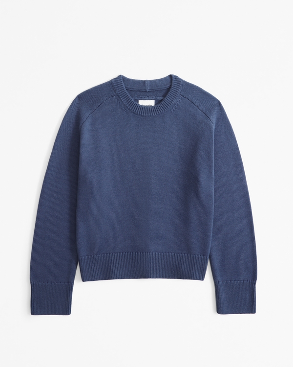 The A&F Madeline Cotton-Blend Crew Sweater, Blue