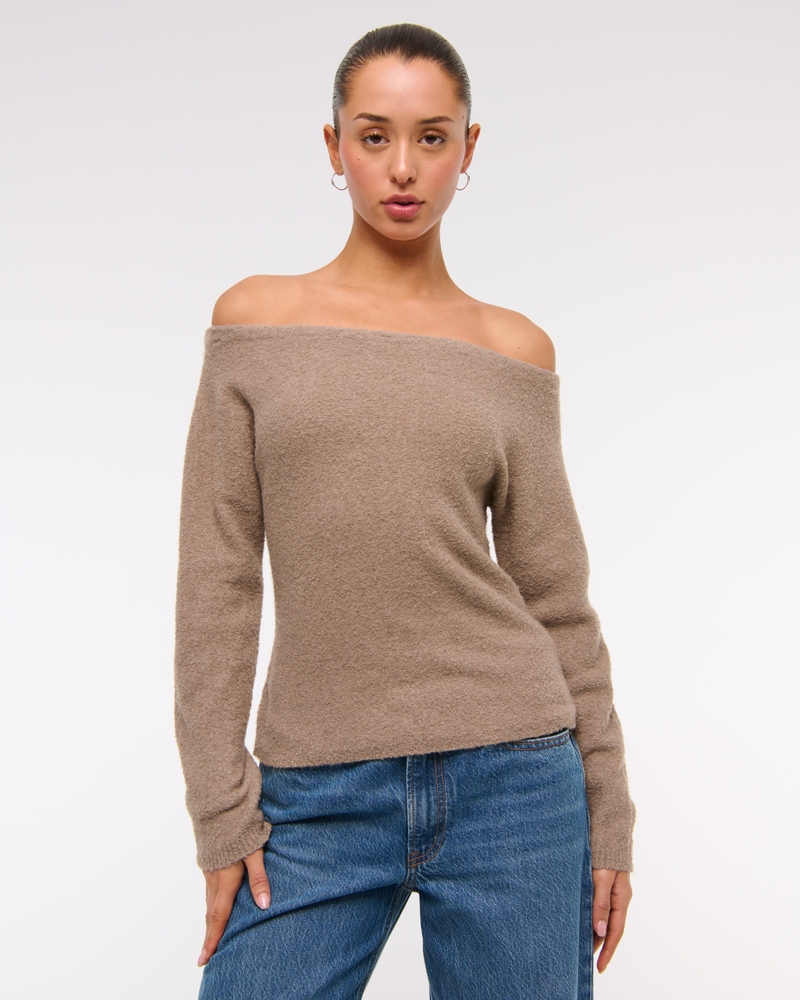 Boucle Off-The-Shoulder Sweater