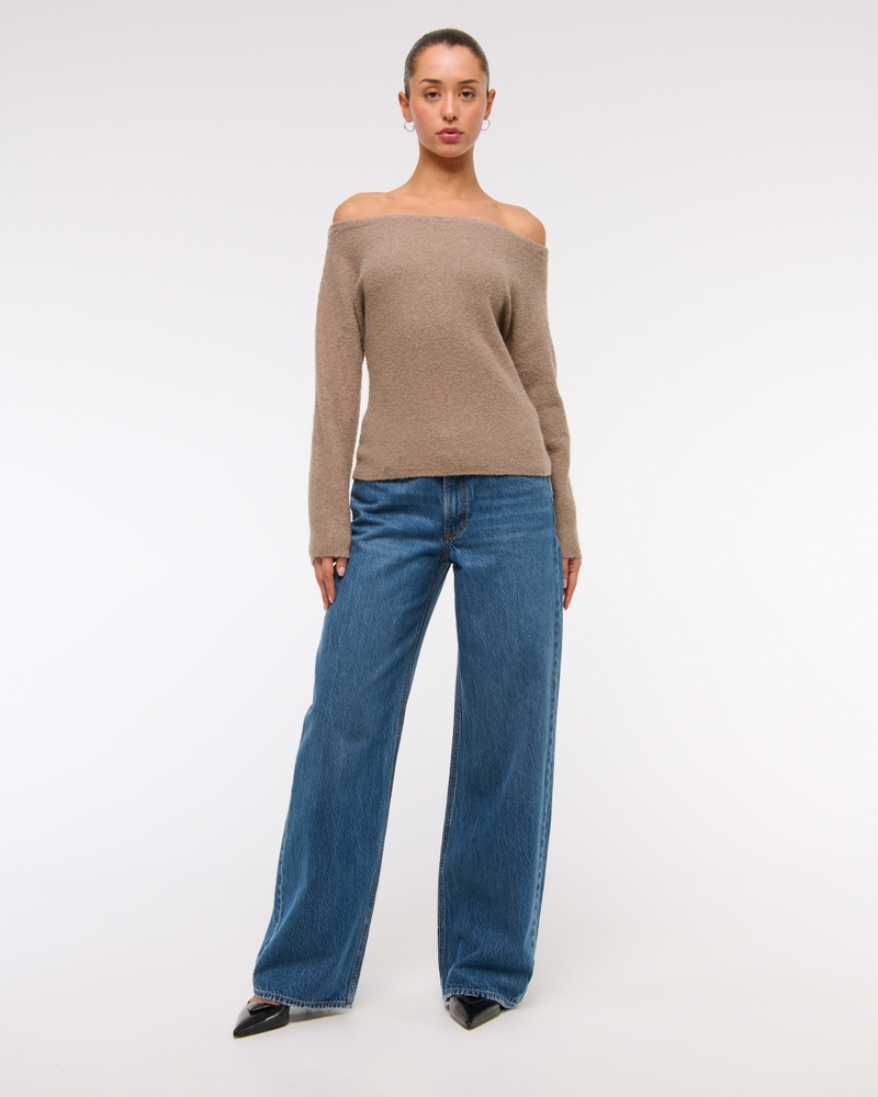 Boucle Off-The-Shoulder Sweater