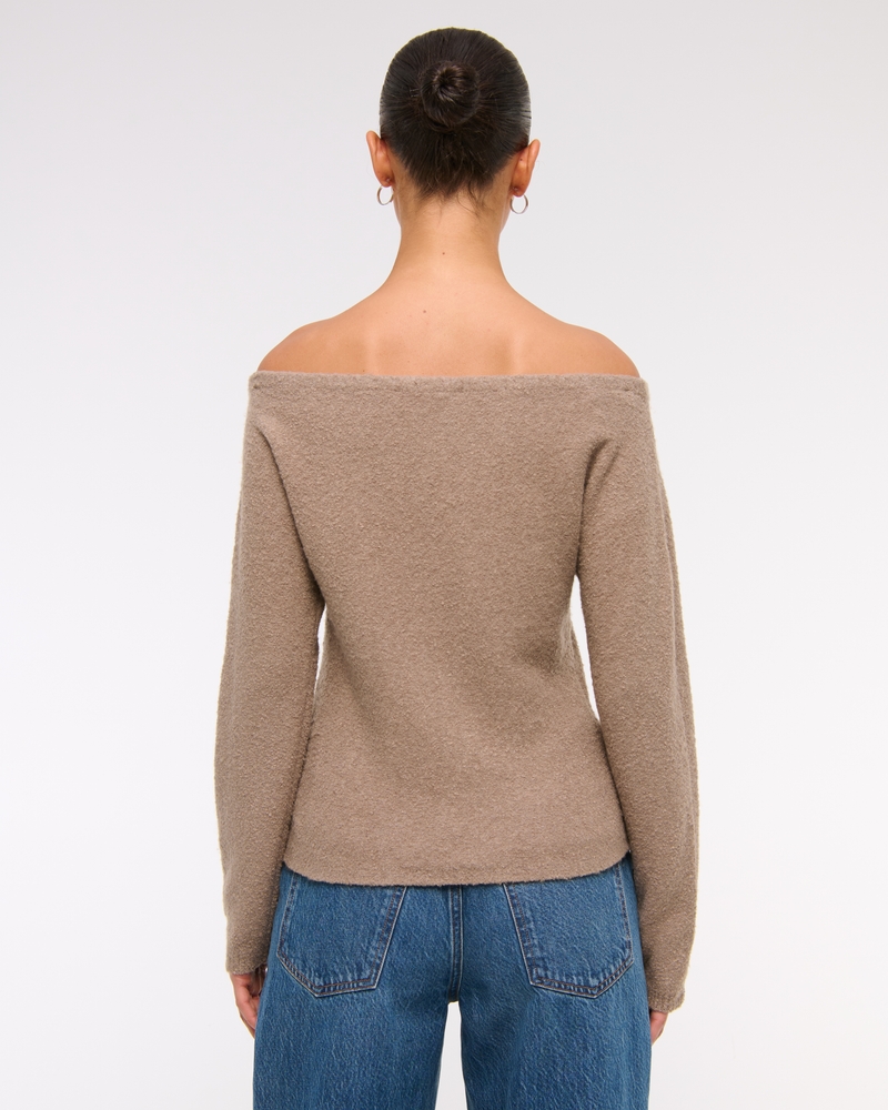 Boucle Off-The-Shoulder Sweater