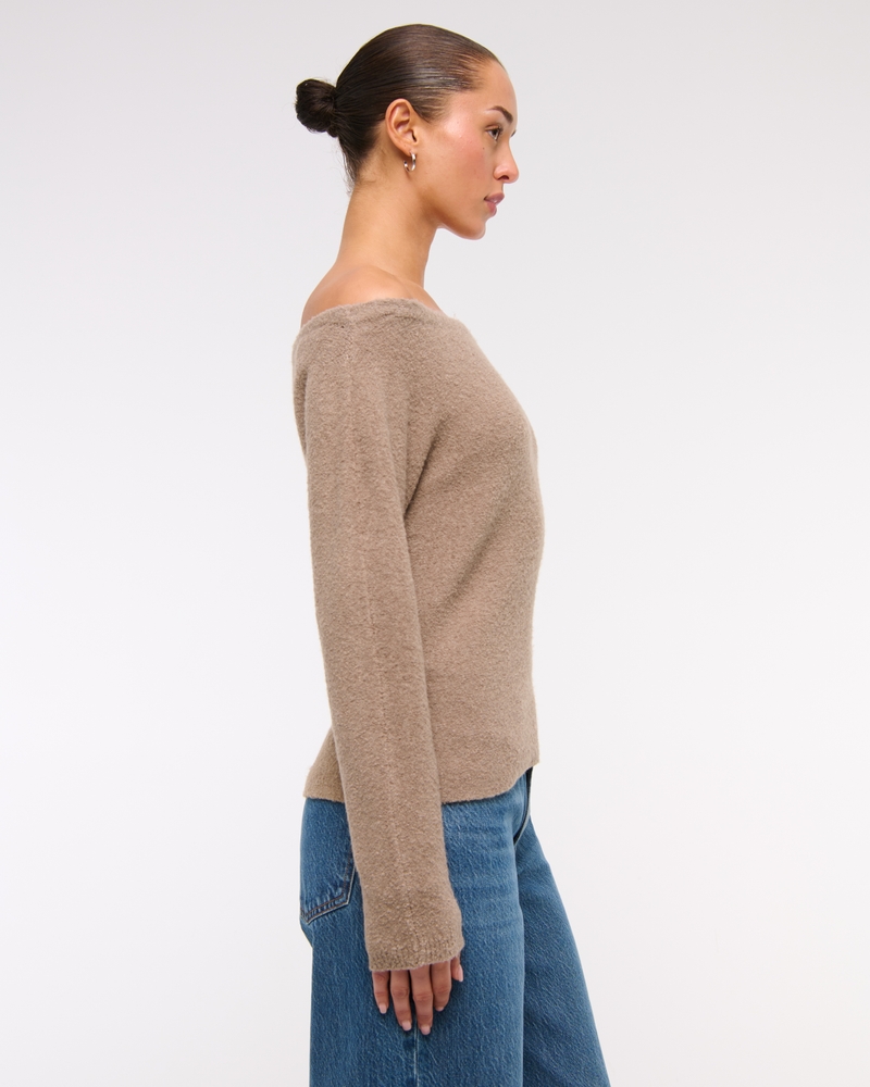 Boucle Off-The-Shoulder Sweater