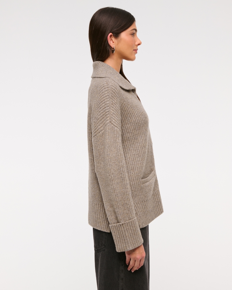 Ribbed Collared Cardigan