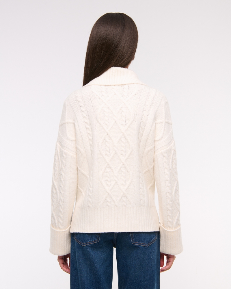 Cable-Knit Collared Cardigan