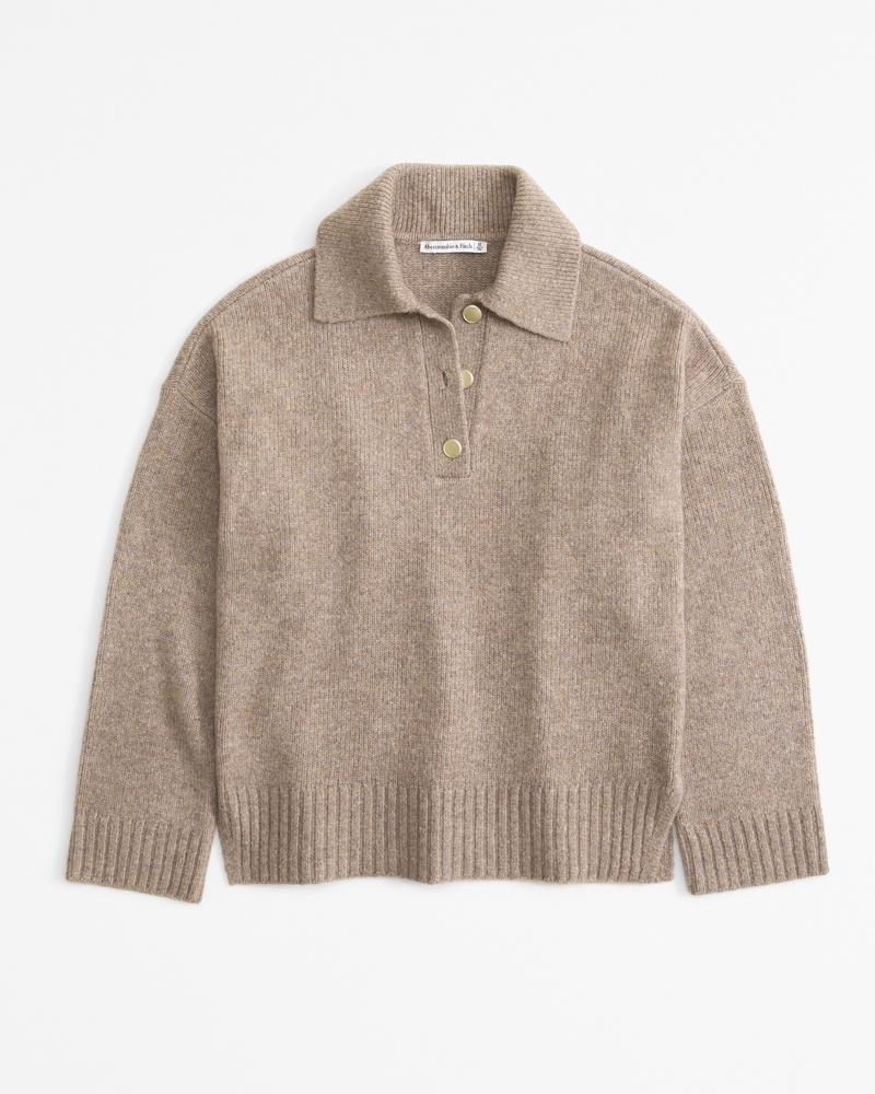 Notch-Neck Collared Sweater