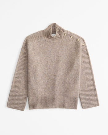 Femme Chandail à col cheminée avec détails de boutons | Femme Hauts | Abercrombie.com