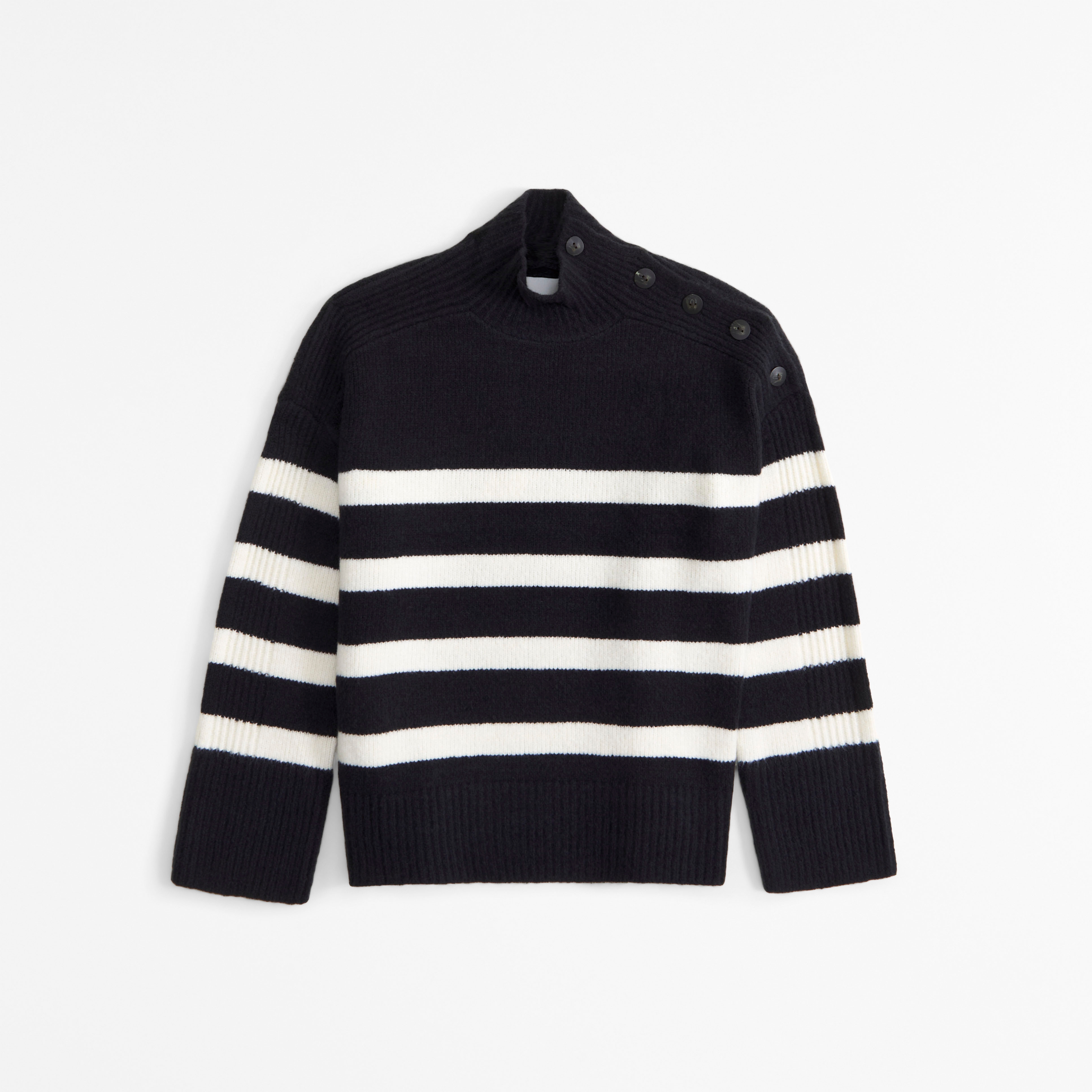 Abercrombie & Fitch Button Detail Mockneck Sweater In Neutral