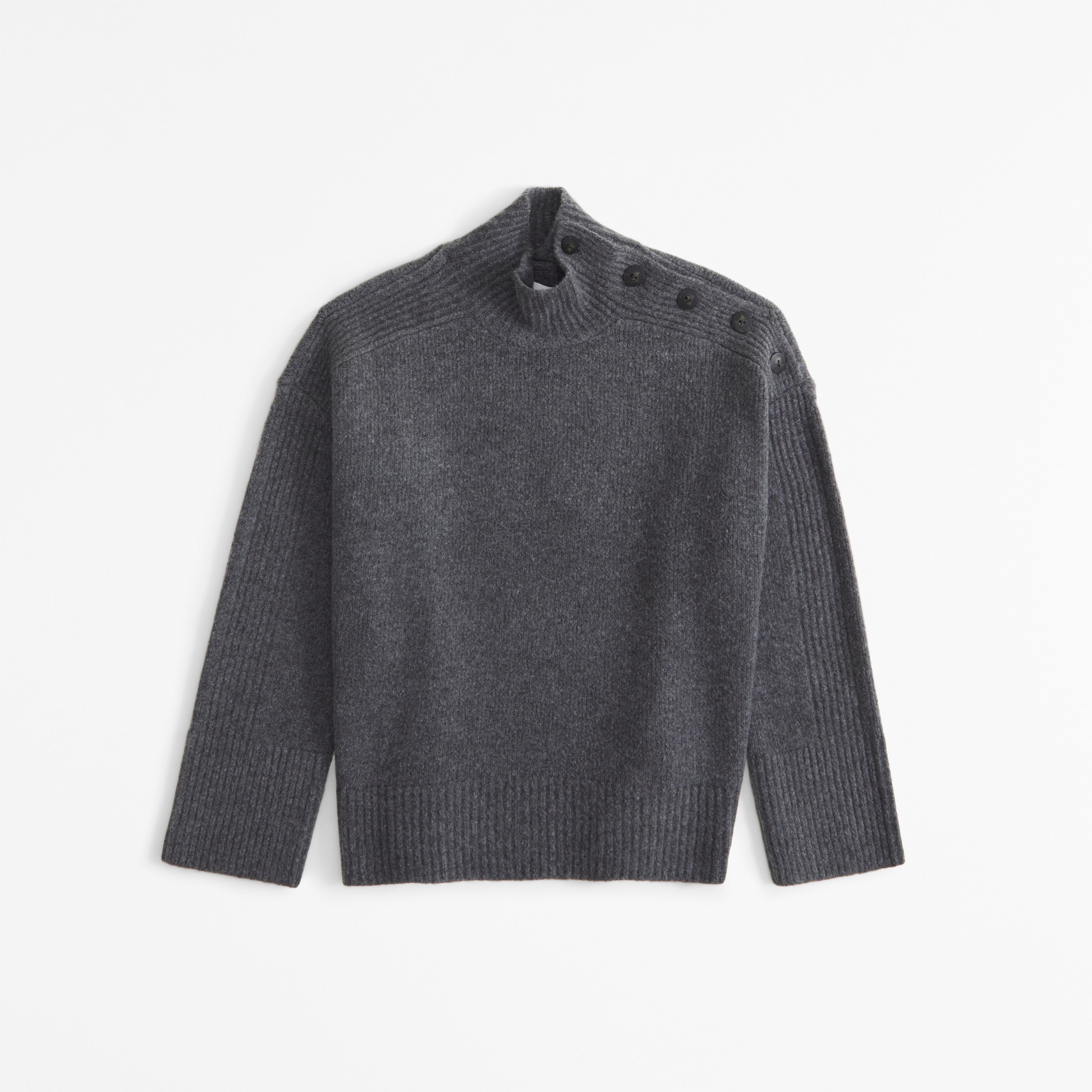 Abercrombie & Fitch Button Detail Mockneck Sweater In Gray