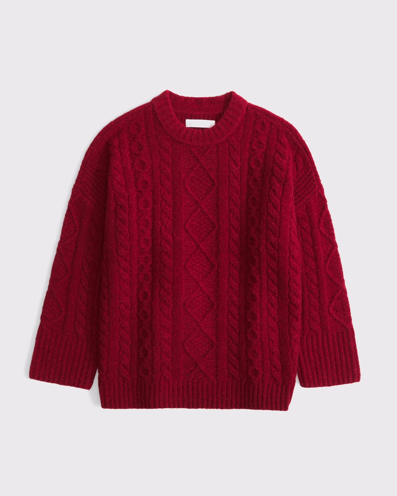 Women's Relaxed Lounge Cable-Knit Crew Sweater | Women's